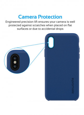 iPhone X Case, Premium Genuine Leather Slim Shock Absorbing Case with Drop Protection and Excellent Grip 5.8 Inch Apple iPhone X Blue