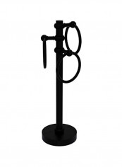 Vanity Top 3 Ring Twisted Accents Guest Towel Holder Matte Black