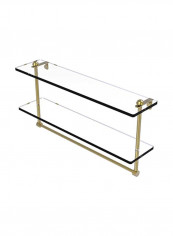 Two Tiered Integrated Towel Bar Glass Shelf Clear/Gold 22inch