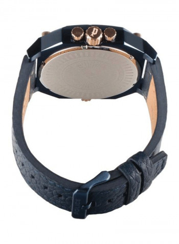 Men's Leather Analog Wrist Watch P 15385JSBL-03