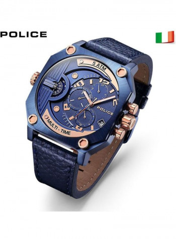Men's Leather Analog Wrist Watch P 15385JSBL-03