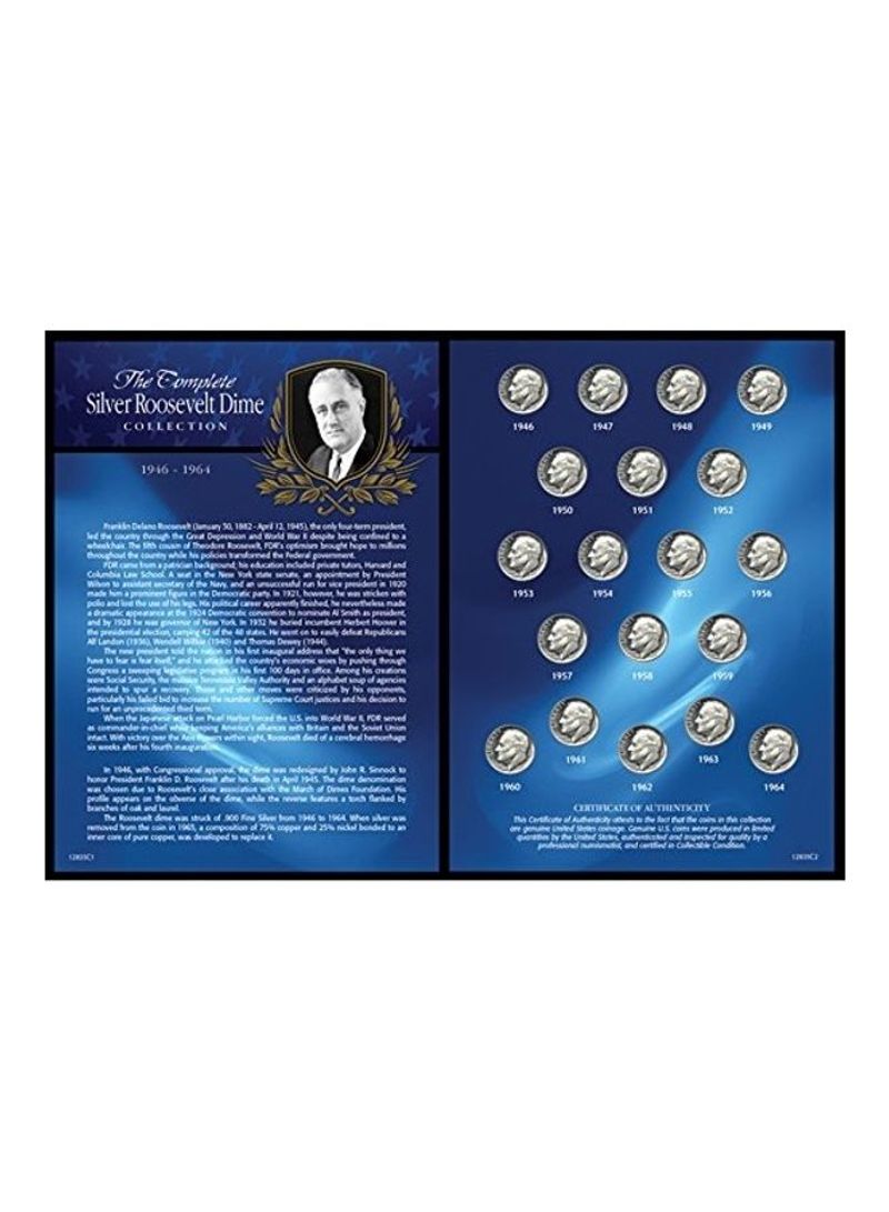 Complete Silver Roosevelt Dime Collection 1946-1964 8X6X1inch