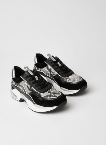Python Leather Detailed Low Top Sneaker متعدد الألوان