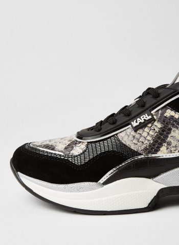 Python Leather Detailed Low Top Sneaker متعدد الألوان