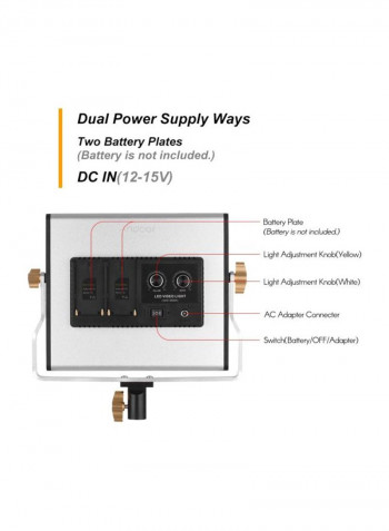 Portable LED Video Light Panel Kit Black/Silver/White