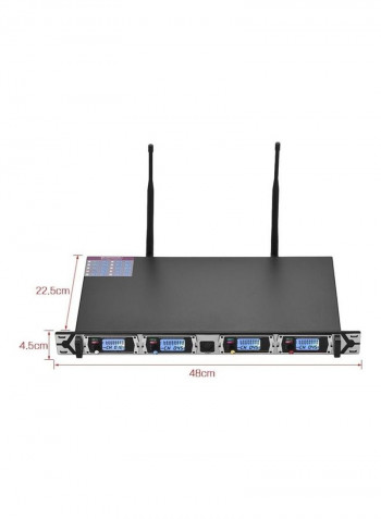 نظام ميكروفون لاسلكي D4 بتردد UHF احترافي ورباعي القنوات مع 4 ميكروفونات محمولة باليد