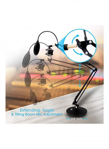 Microphone Boom Suspension Stand With Shock Mount PMKSH24 Black