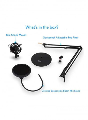 Microphone Boom Suspension Stand With Shock Mount PMKSH24 Black