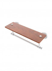 Washington Square Collection Ironwood Integrated Towel Bar Wood Shelf Brown/Matte White 16inch