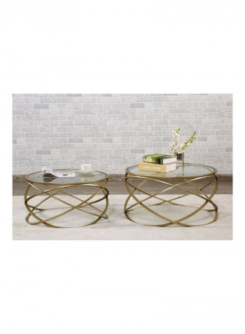 2-Piece Livornia Coffee Table Set Golden/Transparent