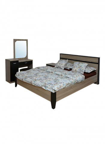 4-Piece Decasta Bedroom Set Dark Oak 160x200centimeter