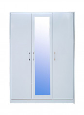 Salvatore 3-Door Wardrobe White 152x210x57centimeter