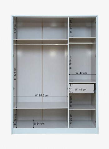 Salvatore 3-Door Wardrobe White 152x210x57centimeter