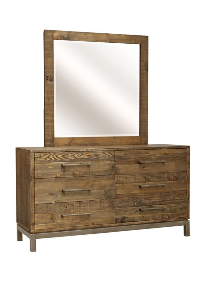 Sheffield Wooden Dresser With Mirror Brown 140x45x180cm
