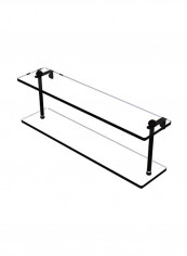 Two Tiered Glass Shelf Clear/Black 22inch
