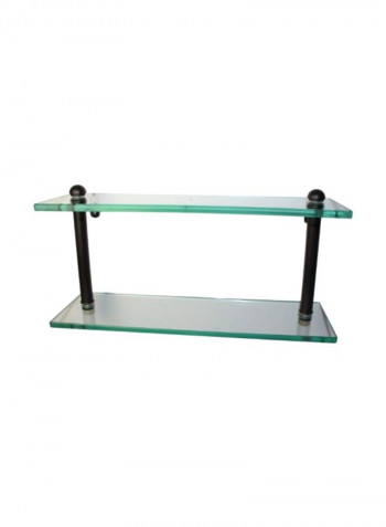 Two Tiered Glass Shelf Clear/Black 22inch