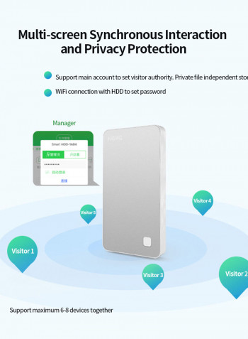 NEWQ External Hard Drive Disk with WiFi 2تيرابايت أسود