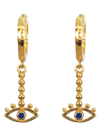 18 Karat Gold Evil Eye Clip On Earrings