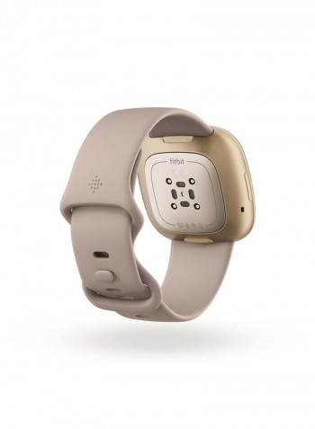 Sense, Advanced Smartwatch With Tools For Heart Health, Stress Management And Skin Temperature Trends Lunar White/Soft Gold + Free Sesh Evo True Wireless In-Ear Earbuds and Charging Case True Bleached Blue