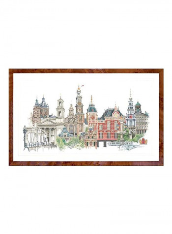 18-Piece Amsterdam On Aida Cross Stitch Kit Brown/Grey/Red