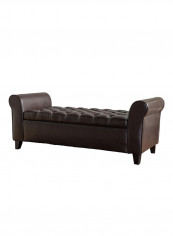 Nina Tufted Storage Ottoman Brown 55x120x45centimeter
