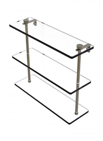 Triple Tiered Glass Shelf Brown/Clear 16inch