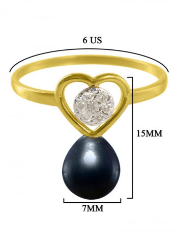 18 Karat Gold Genuine Diamond And Pearl Heart Promise Ring