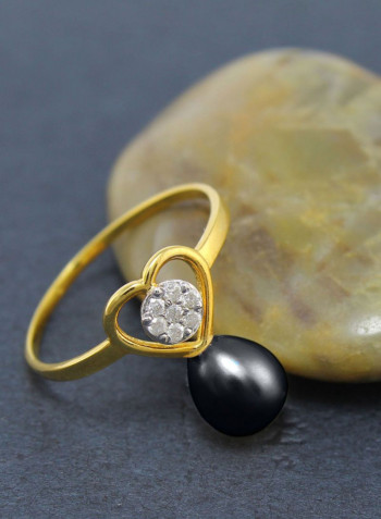 18 Karat Gold Genuine Diamond And Pearl Heart Promise Ring