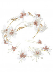 6 - Piece Wedding Flower Decor Head Band And Hair Pin Set