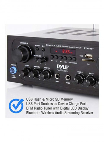 Bluetooth Channel Home Power Amplifier PTA24BT Black