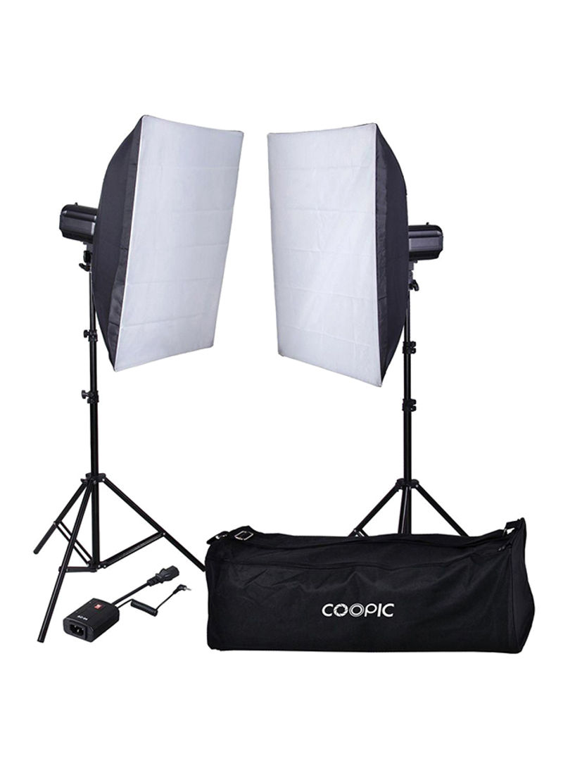 Photo Studio Strobe Flash Light And Softbox Lighting Kit Black/White