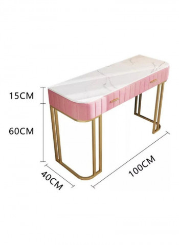 Dressing Table Pink/White/Gold 100x40x75cm