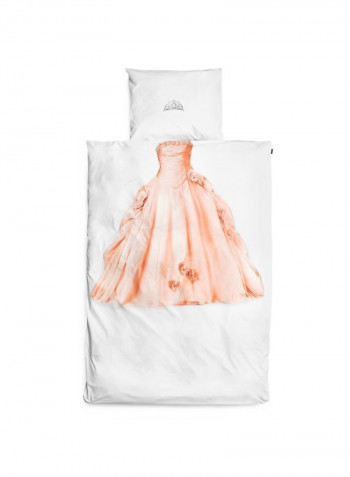 Duvet Cover With Pillowcase Cotton White/Brown Twin