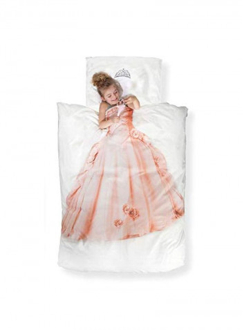 Duvet Cover With Pillowcase Cotton White/Brown Twin