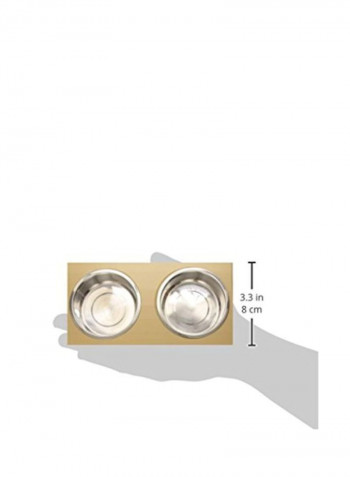Adjustable Double Pet Dine Beige/Black/Silver 3Quart