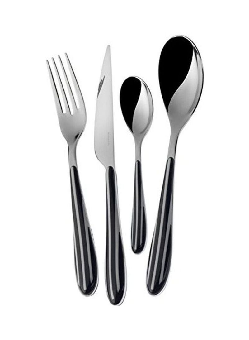 4-Piece Stainless Steel Cutlery Set Black/Silver 22 x 8 x 30cm