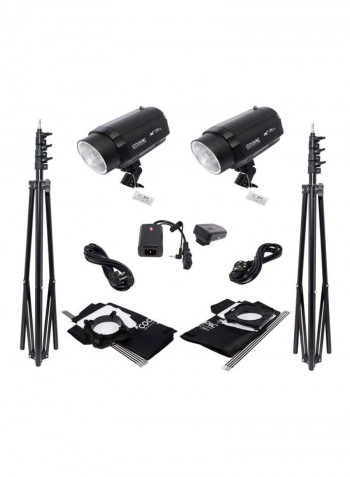 X-300 Photo Studio Strobe Flash Lighting Kit Black