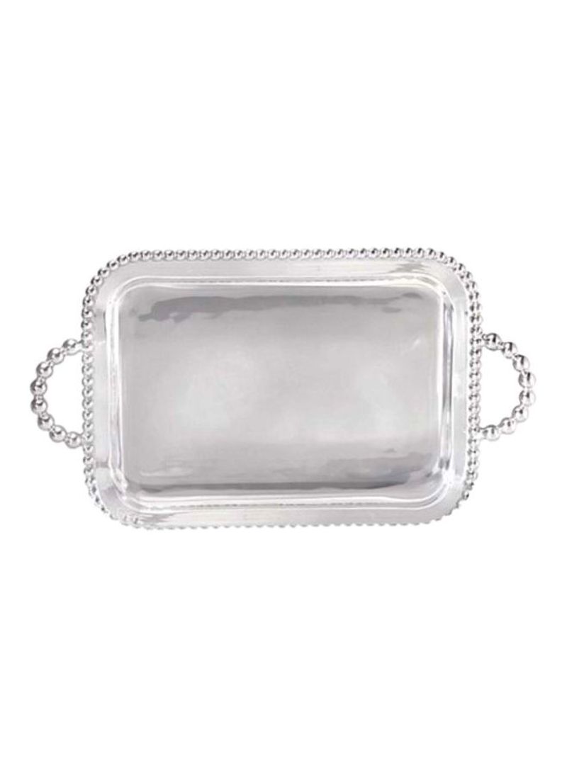 Pearled Service Tray Silver 14.8x21.8x2.6inch