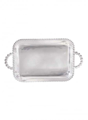 Pearled Service Tray Silver 14.8x21.8x2.6inch