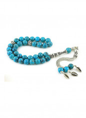 Turquoise Prayer Beads With Sterling Silver Components
