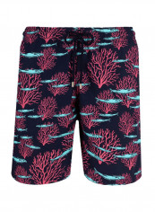 Okoa Coral And Fish Printed Swim Shorts Navy/Purple/Pink