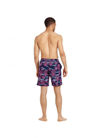 Okoa Coral And Fish Printed Swim Shorts Navy/Purple/Pink