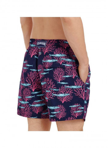 Moon Printed Swim Shorts Navy/Pink/Blue