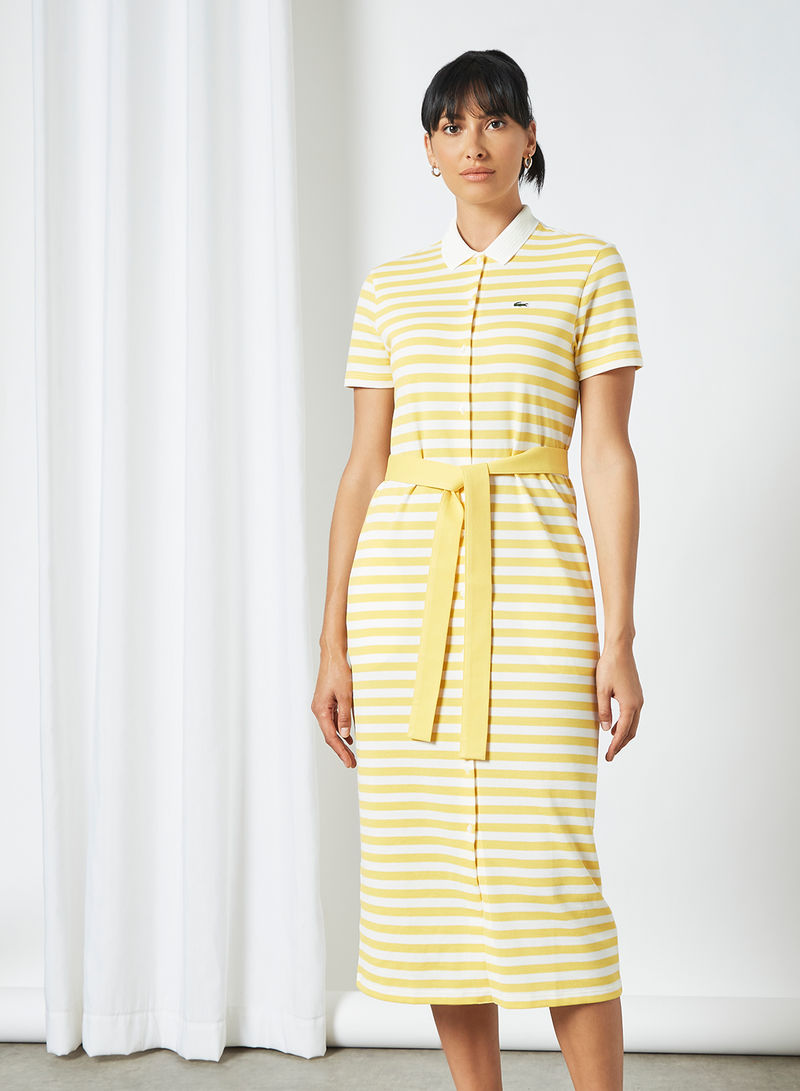 Striped Button Down Dress Yellow/White