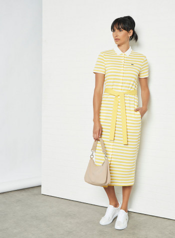 Striped Button Down Dress Yellow/White