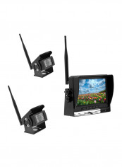 K0232 140 Degrees Wide Angle HD Car Rear View Backup Dual Cameras Rearview Monitor Split Screen
