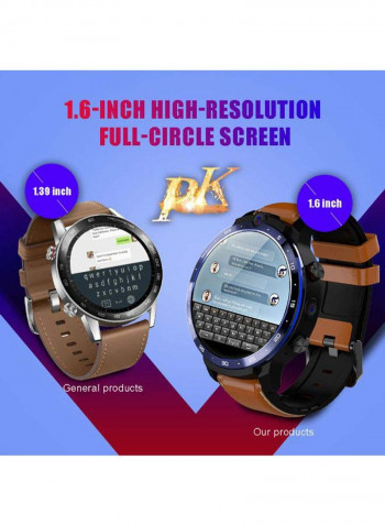 LEMFO LEM12 Smart Watch 1.6 Inch Big Screen Android 7.1 RAM3G ROM32G LTE 4G Sim 5MP+8MP Dual Camera IP67 Waterproof GPS Health Monitor Sports Smart Bracelet Replaceable Strap Brown