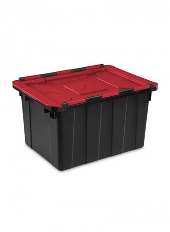 6-Piece Hinged Lid Industrial Tote Black/Red 21.8x15.4x12.5inch