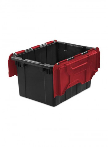 6-Piece Hinged Lid Industrial Tote Black/Red 21.8x15.4x12.5inch