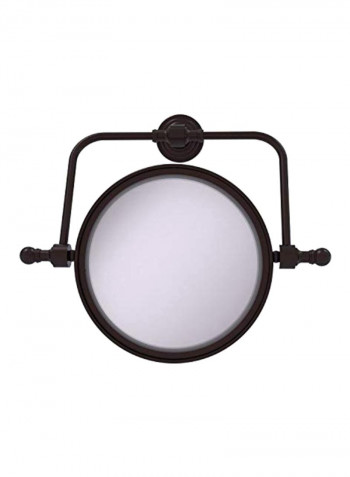 Retro Wave Collection Wall Mounted 2X Magnification Makeup Mirror Brown 8inch